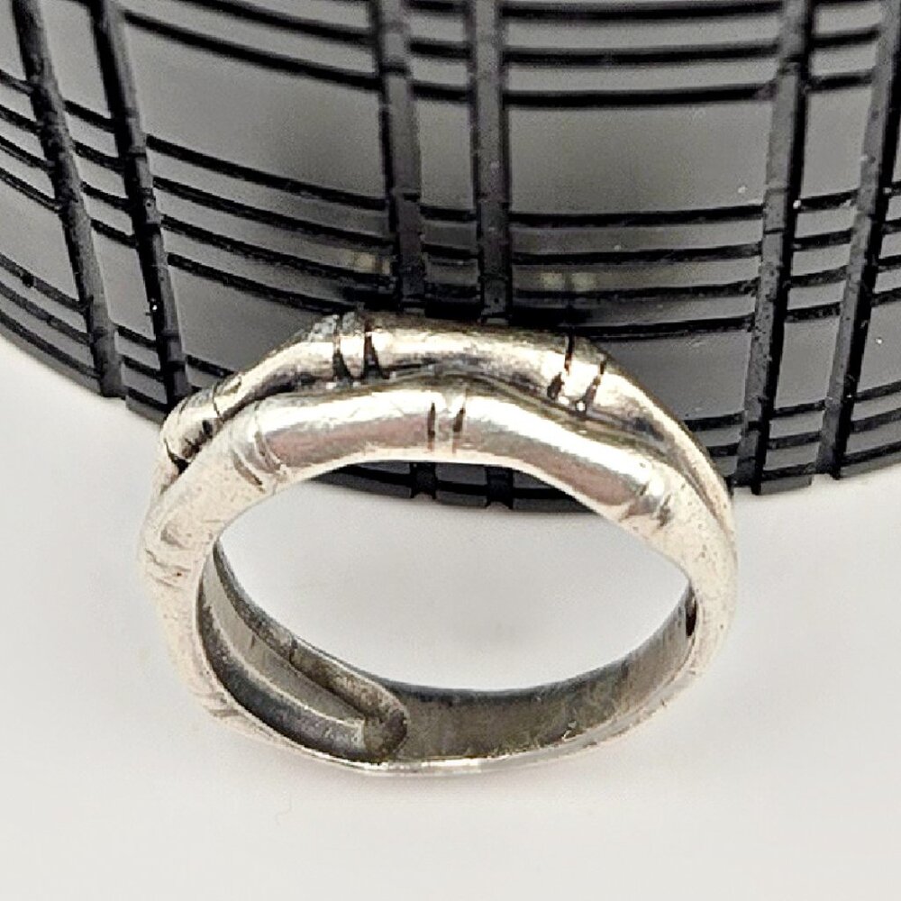 Vintage Textured Sterling Silver Band Ring – Rustic Minimalist Stacking Ring